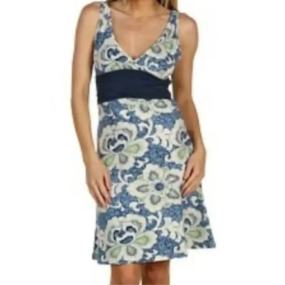 Patagonia Margot blue green floral sleeveless athletic sundress dress